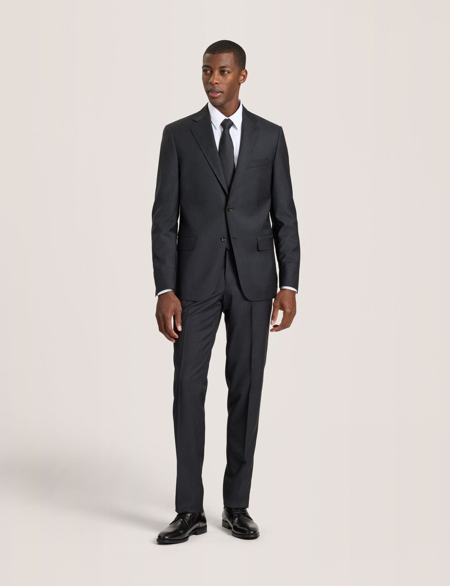 Ted Baker WRIGHT-GRID – Single Breasted Two Button Notch Fully Fashioned Grid Suit Jacket BLACK