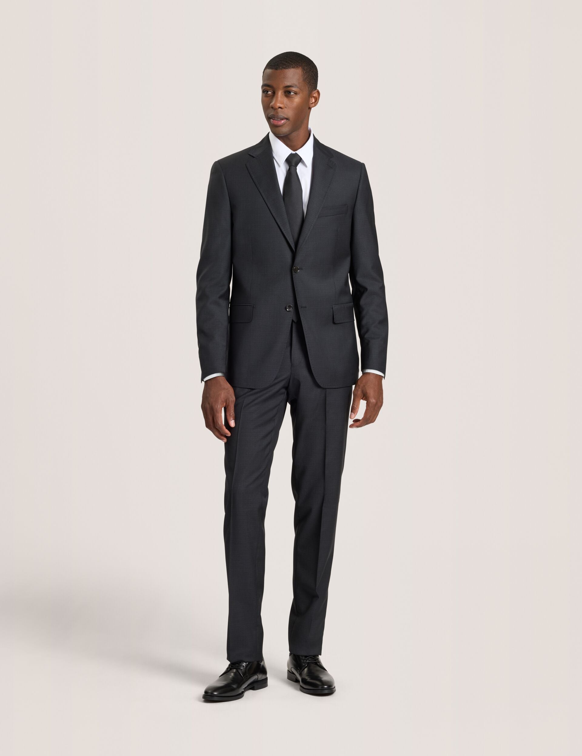 Ted Baker WRIGHT-GRID – Single Breasted Two Button Notch Fully Fashioned Grid Suit Jacket BLACK