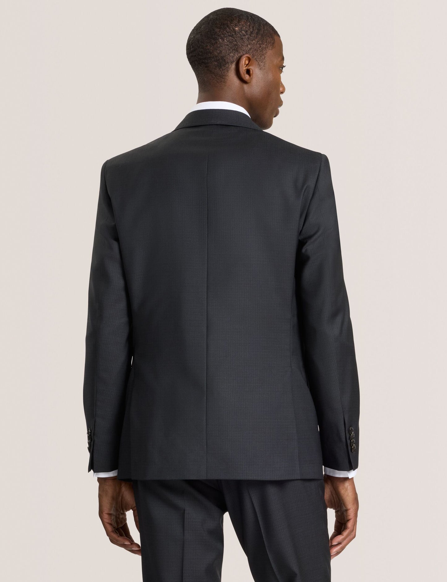 Ted Baker WRIGHT-GRID – Single Breasted Two Button Notch Fully Fashioned Grid Suit Jacket BLACK