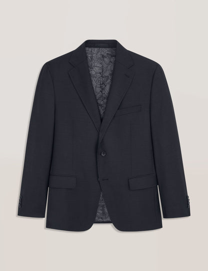 Ted Baker WRIGHT-GRID – Single Breasted Two Button Notch Fully Fashioned Grid Suit Jacket BLACK