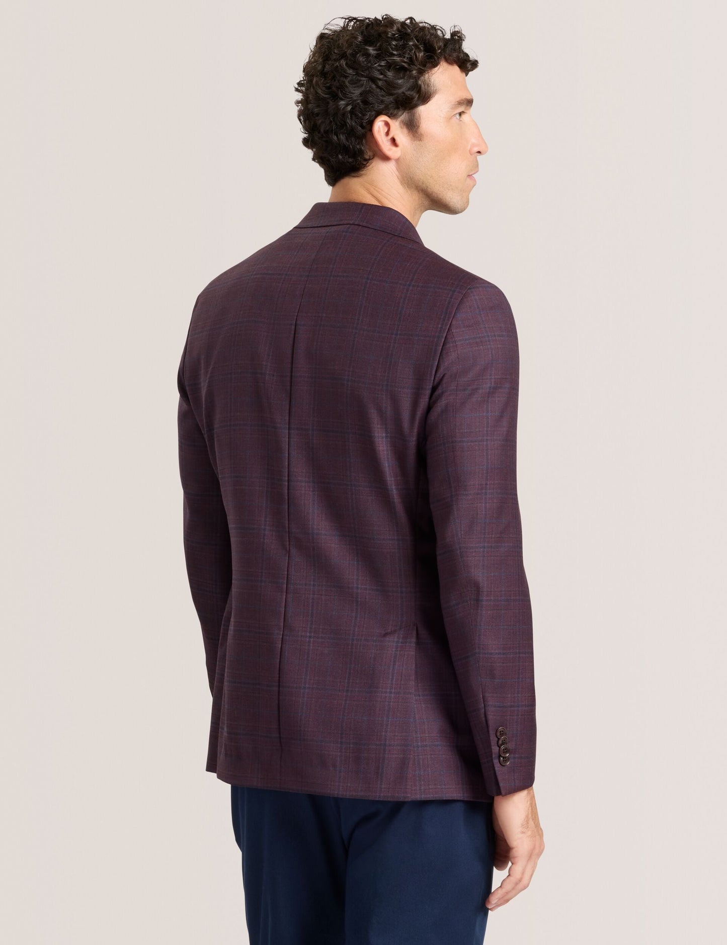 Ted Baker WINFRED – Single Breasted Two Button Notch Fully Fashioned Plaid Jacket BURGUNDY