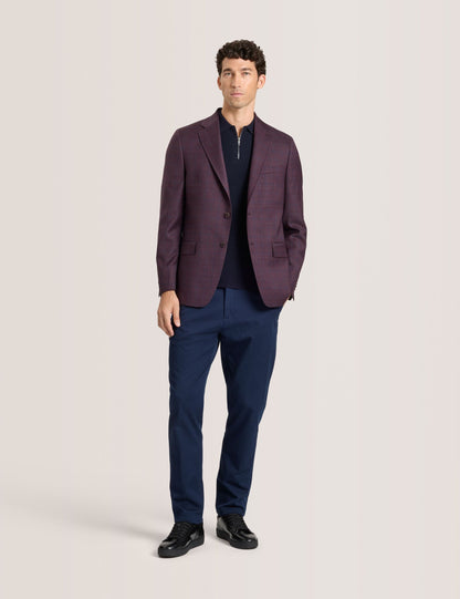 Ted Baker WINFRED – Single Breasted Two Button Notch Fully Fashioned Plaid Jacket BURGUNDY