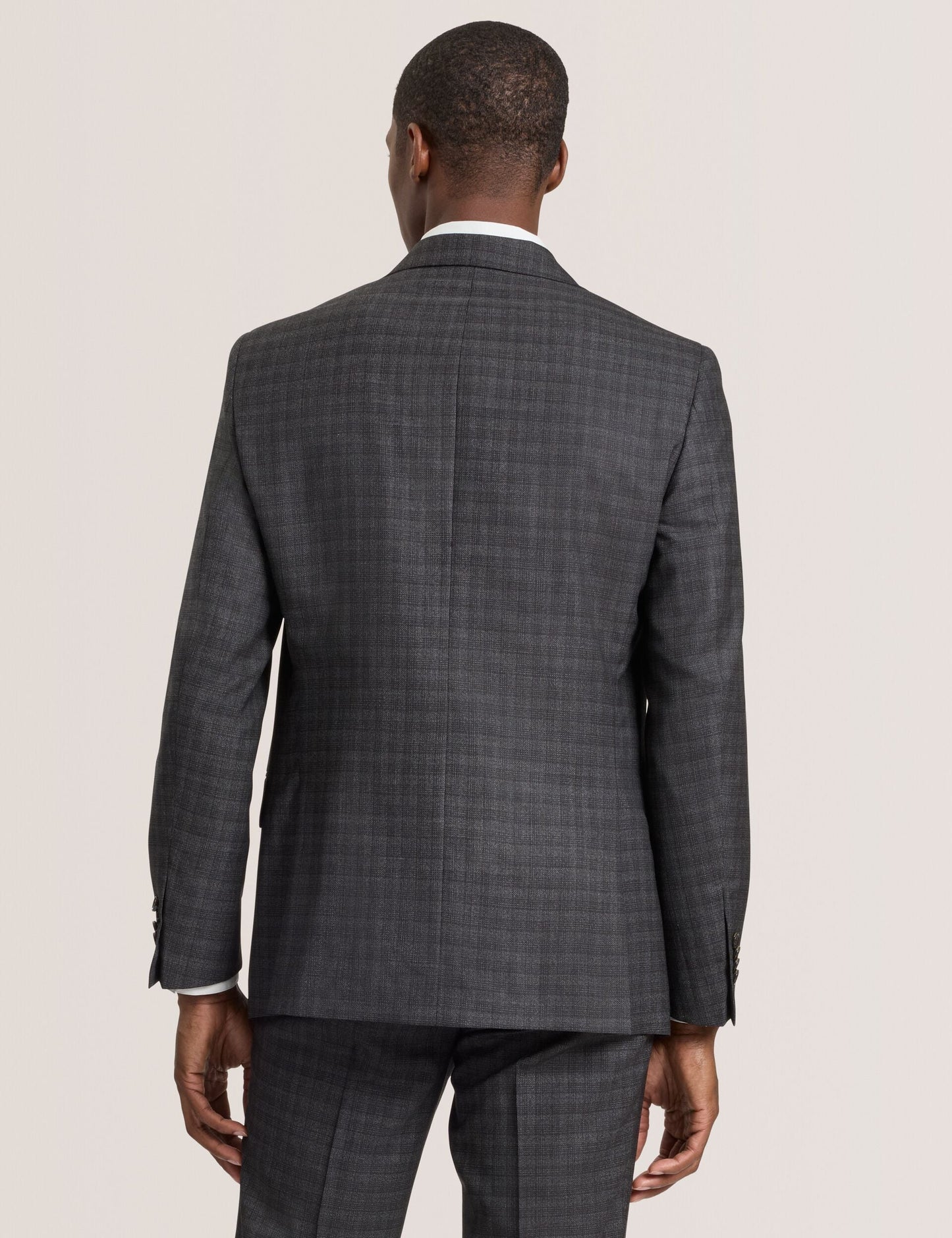 Ted Baker WRIGHT-TATTERSALL – Single Breasted Two Button Notch Fully Fashioned Tattersall Suit Jacket DARK GREY