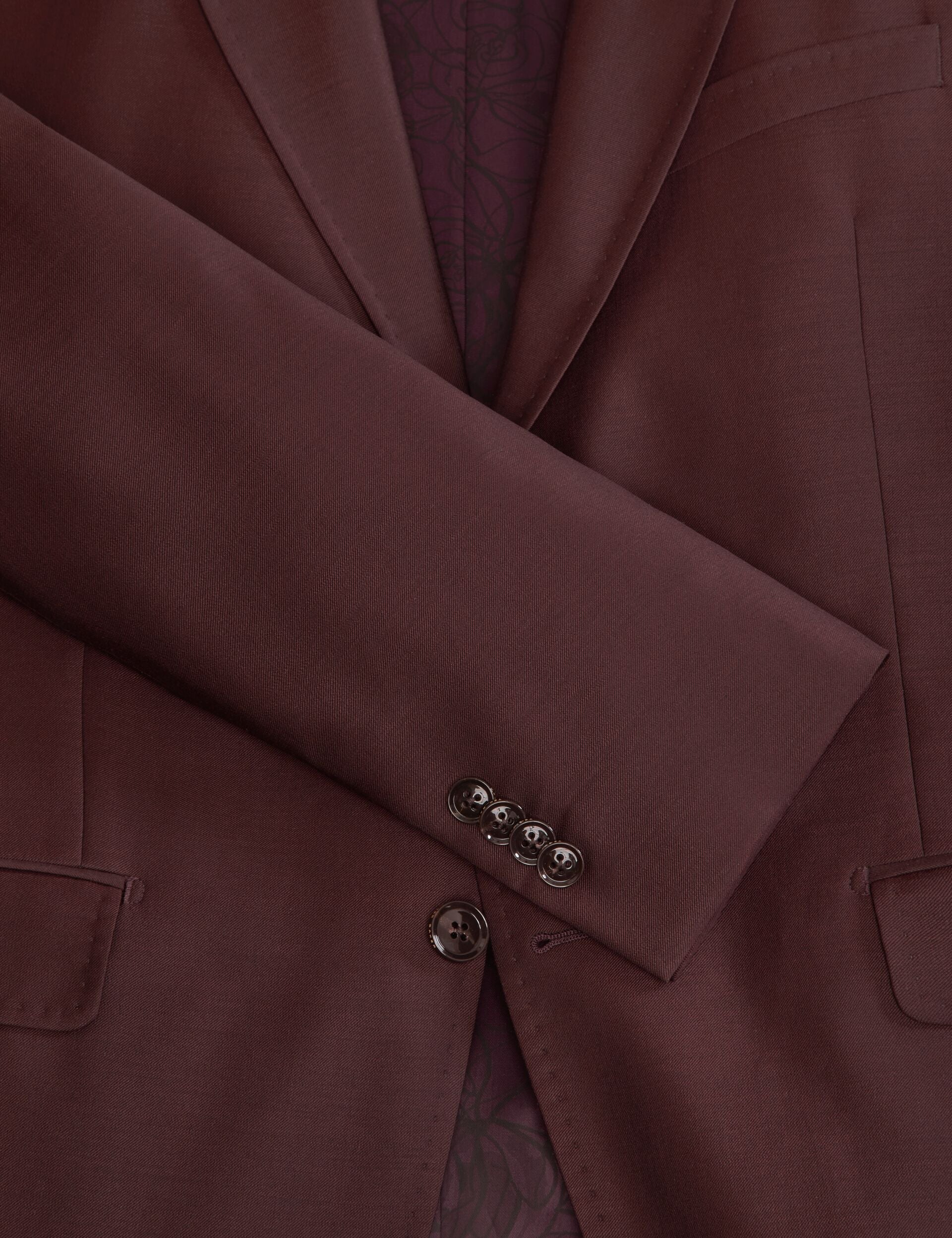 Ted Baker WRIGHT-TWILL – Single Breasted Two Button Notch Fully Fashioned Twill Suit Jacket BURGUNDY