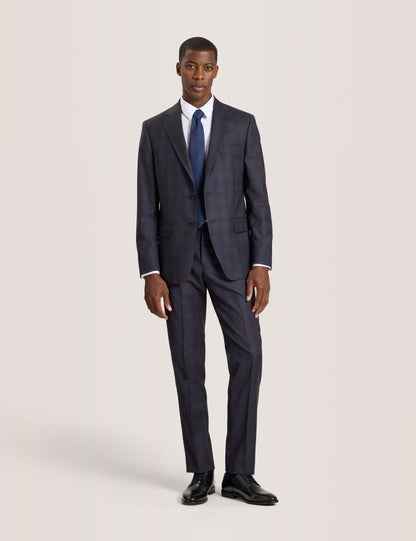 Ted Baker WRIGHT-PLAID – Single Breasted Two Button Notch Fully Fashioned Plaid Suit Jacket BROWN