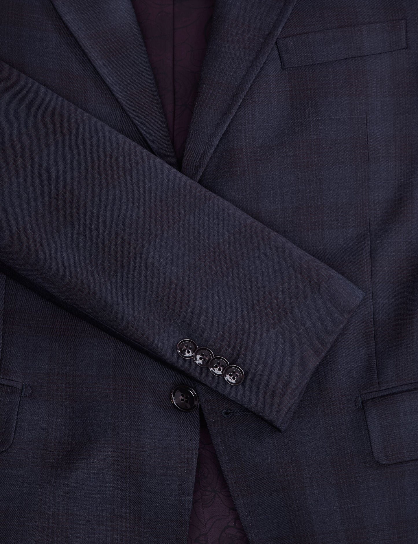 Ted Baker WRIGHT-PLAID – Single Breasted Two Button Notch Fully Fashioned Plaid Suit Jacket BROWN