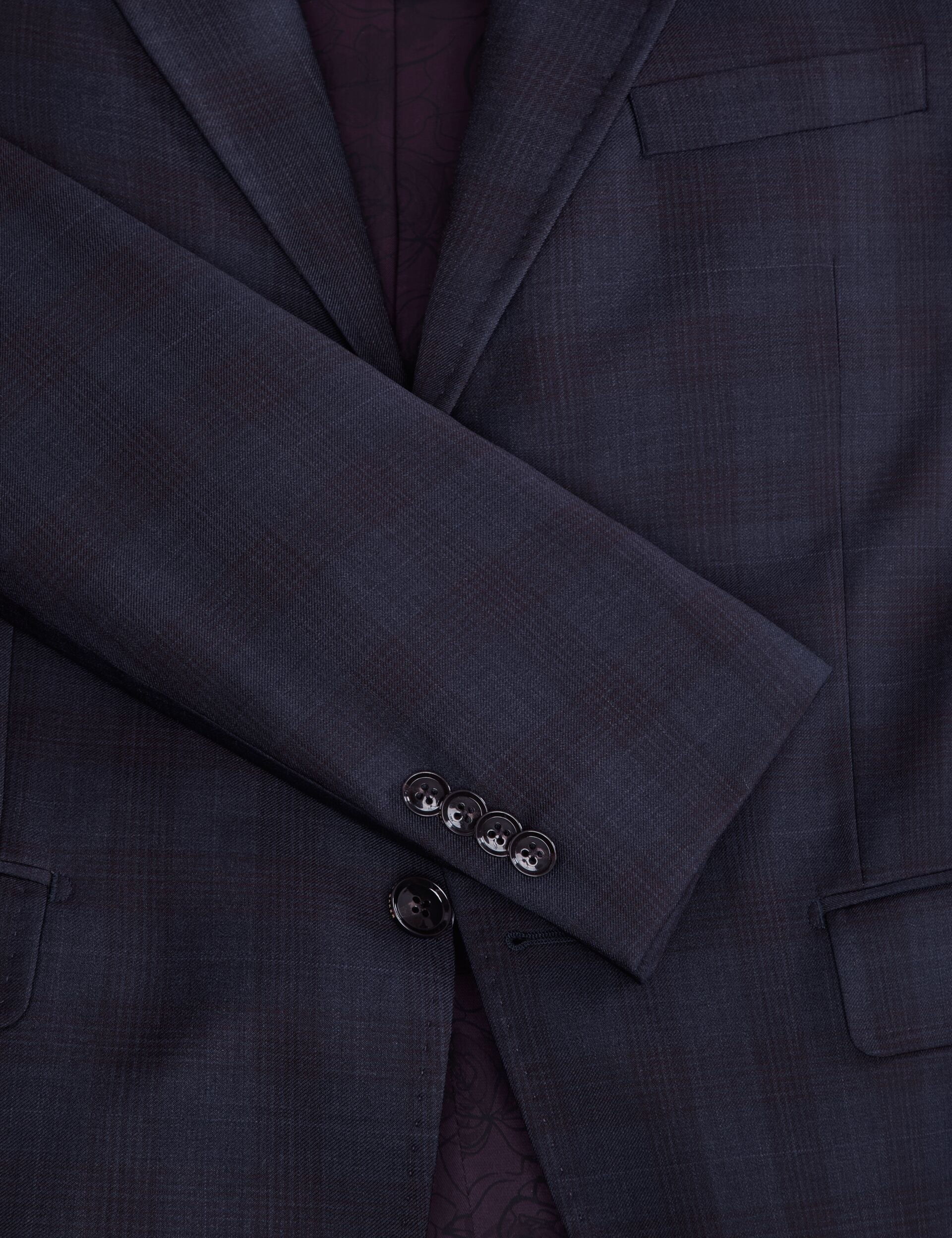 Ted Baker WRIGHT-PLAID – Single Breasted Two Button Notch Fully Fashioned Plaid Suit Jacket BROWN