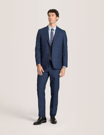 Ted Baker WRIGHT-PLAID – Single Breasted Two Button Notch Fully Fashioned Plaid Suit Jacket BLUE