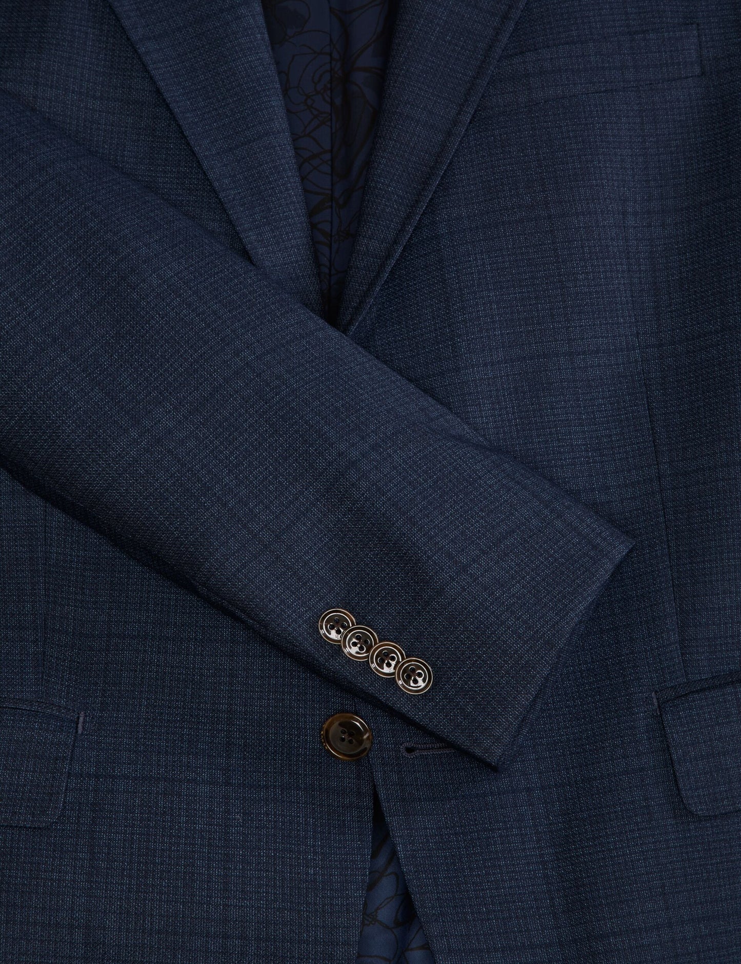 Ted Baker WRIGHT-PLAID – Single Breasted Two Button Notch Fully Fashioned Plaid Suit Jacket BLUE
