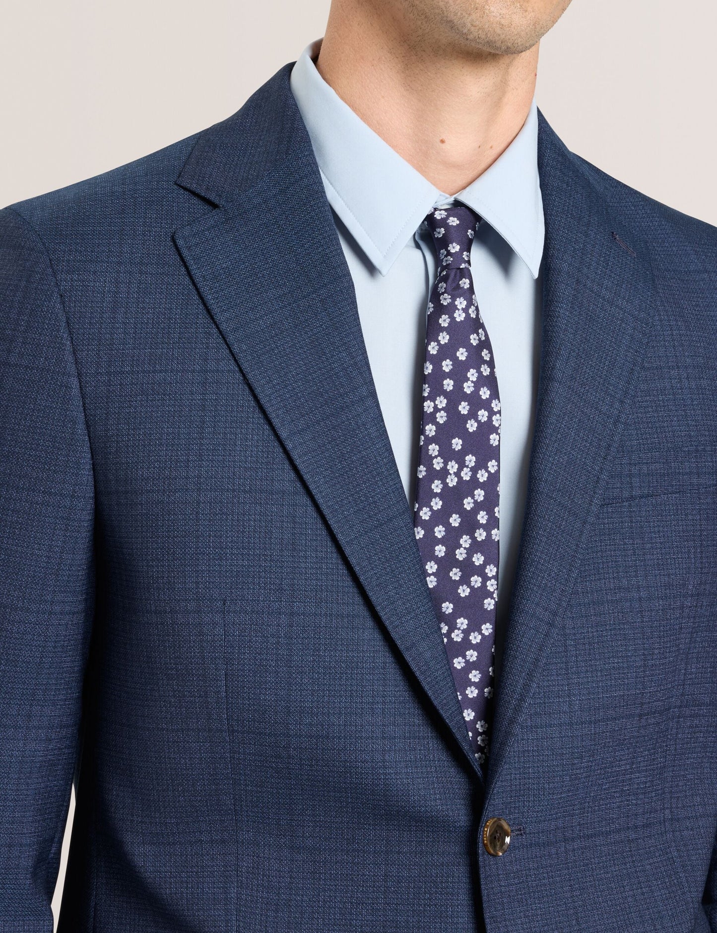 Ted Baker WRIGHT-PLAID – Single Breasted Two Button Notch Fully Fashioned Plaid Suit Jacket BLUE
