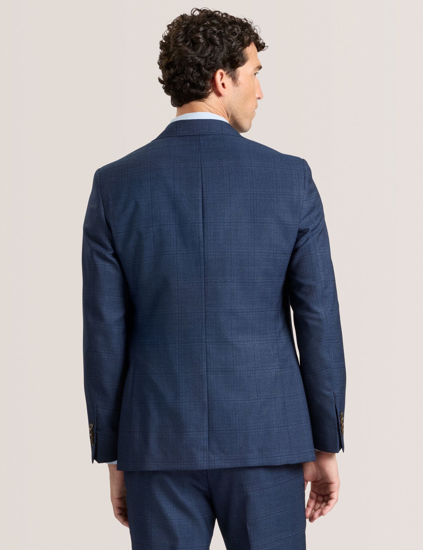 Ted Baker WRIGHT-PLAID – Single Breasted Two Button Notch Fully Fashioned Plaid Suit Jacket BLUE