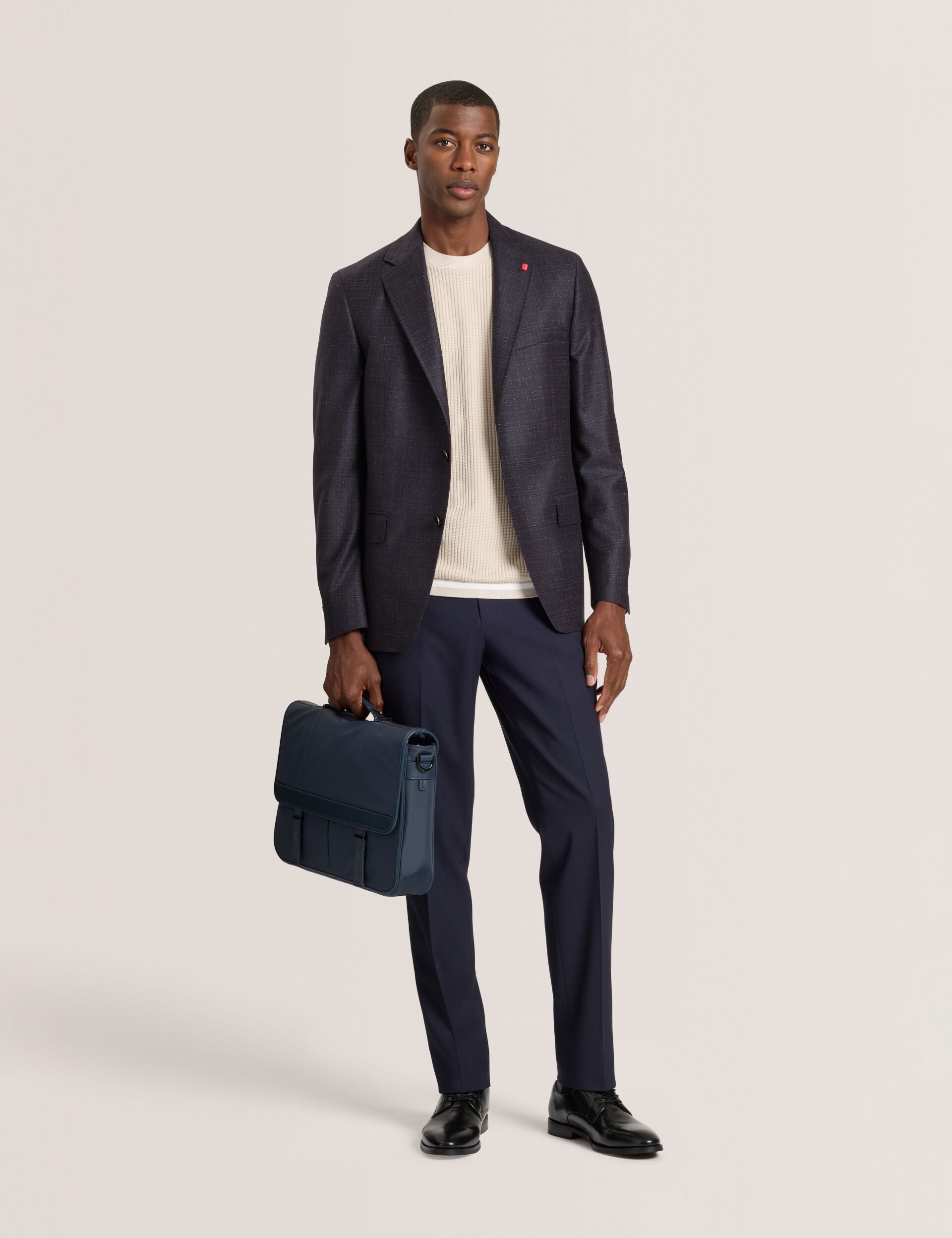 Ted Baker WINFRED – Single Breasted Two Button Notch Fully Fashioned Plaid Jacket BURGUNDY