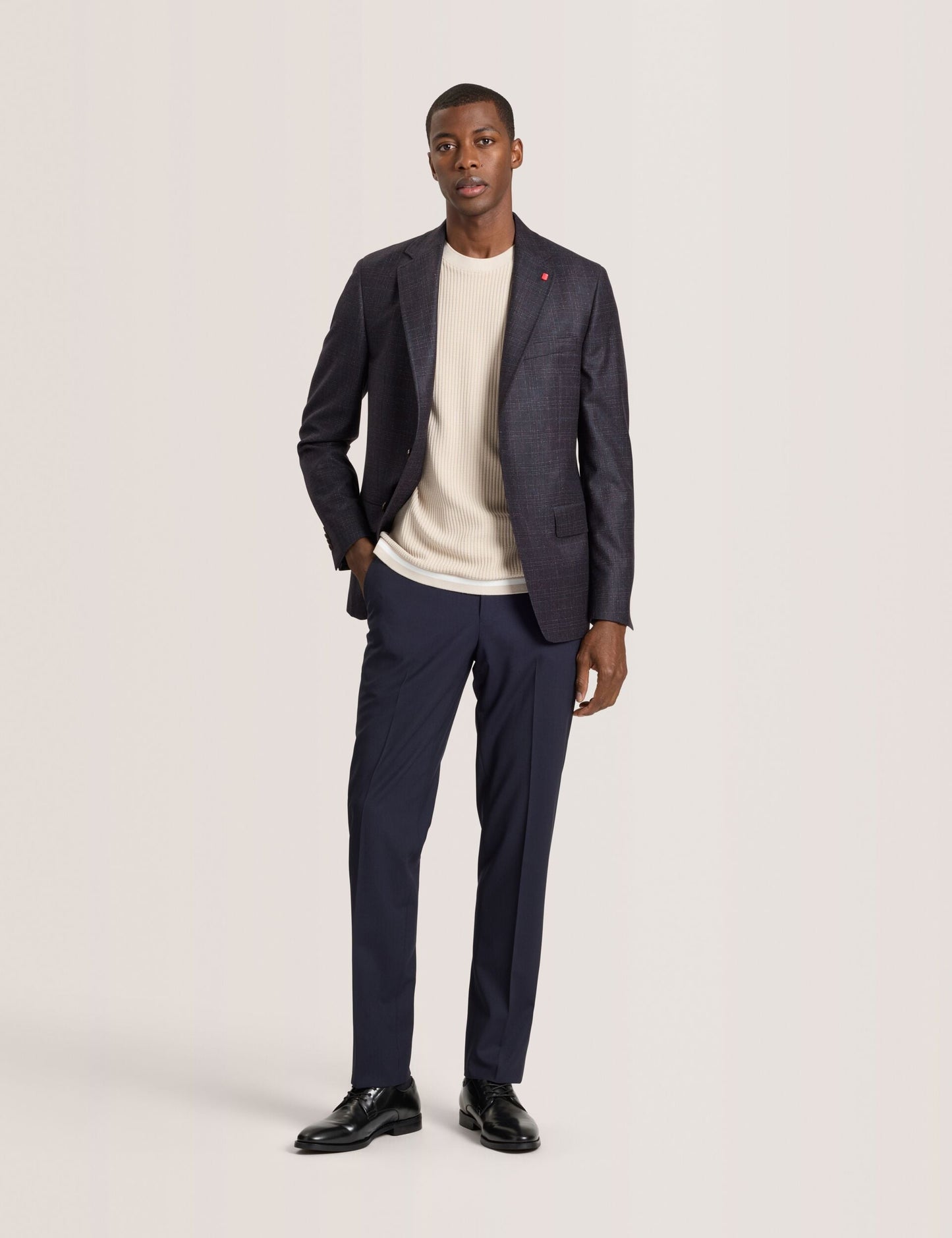 Ted Baker WINFRED – Single Breasted Two Button Notch Fully Fashioned Plaid Jacket BURGUNDY