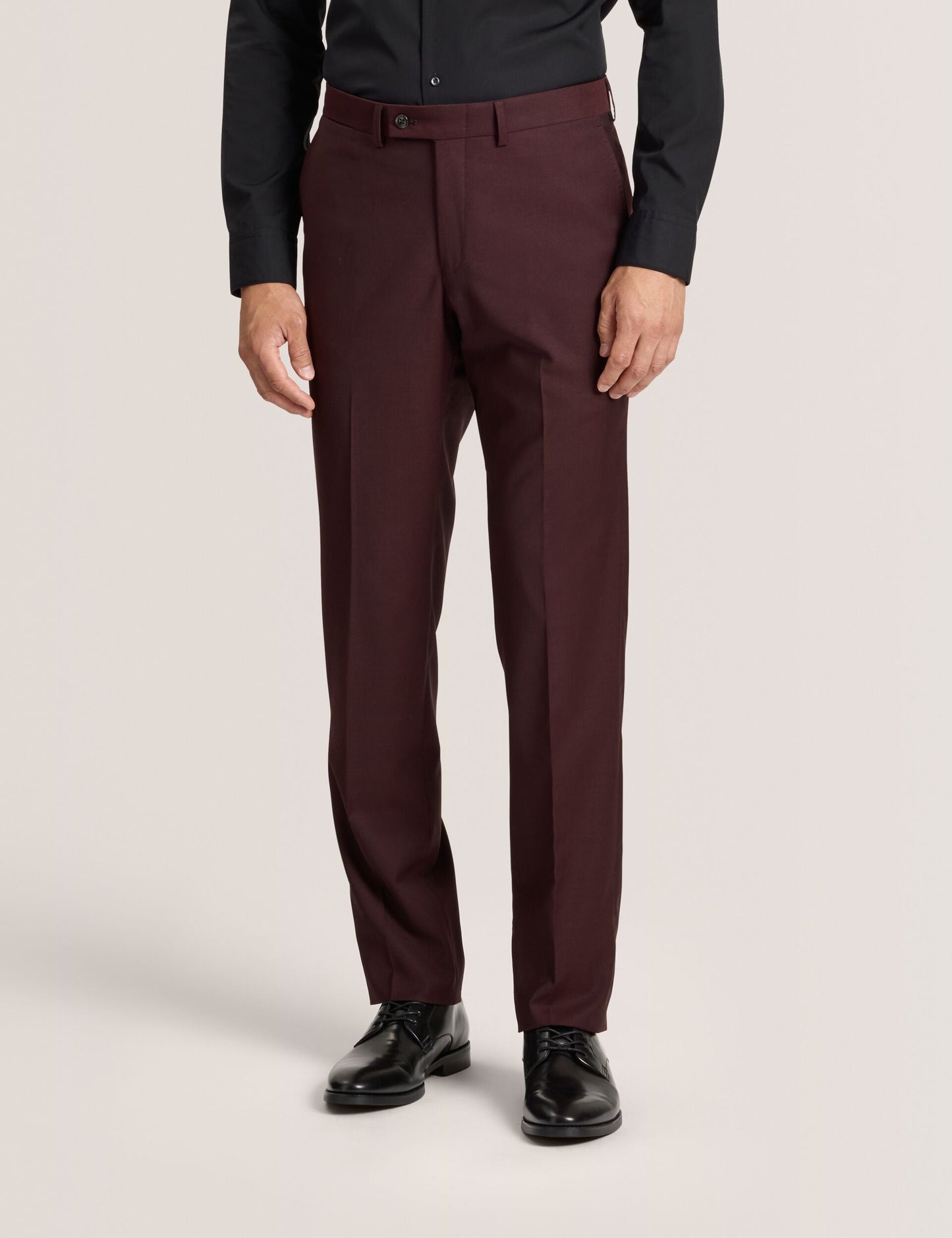 Ted Baker WINTER-TWILL – Flat Front Twill Suit Pant BURGUNDY