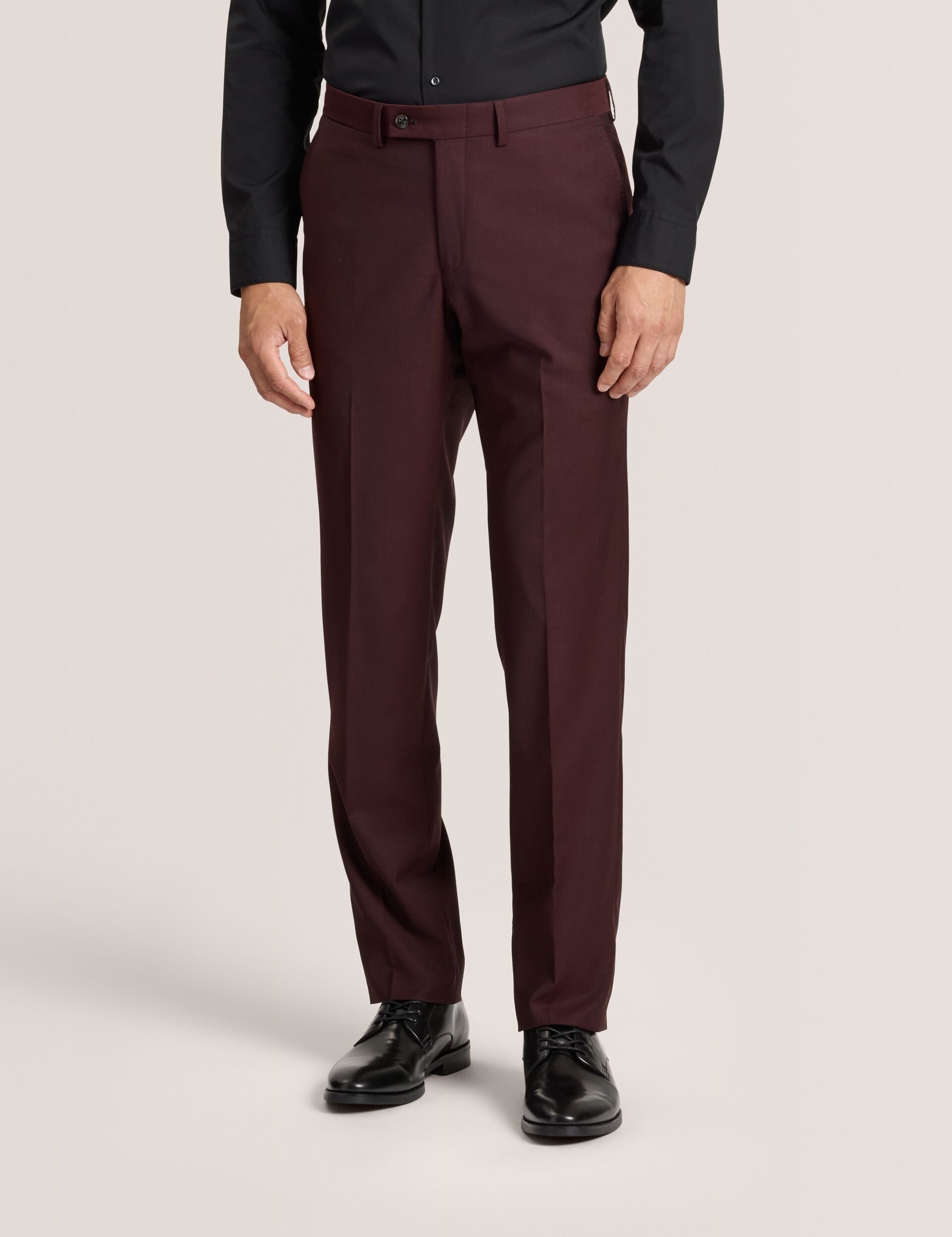 Ted Baker WINTER-TWILL – Flat Front Twill Suit Pant BURGUNDY