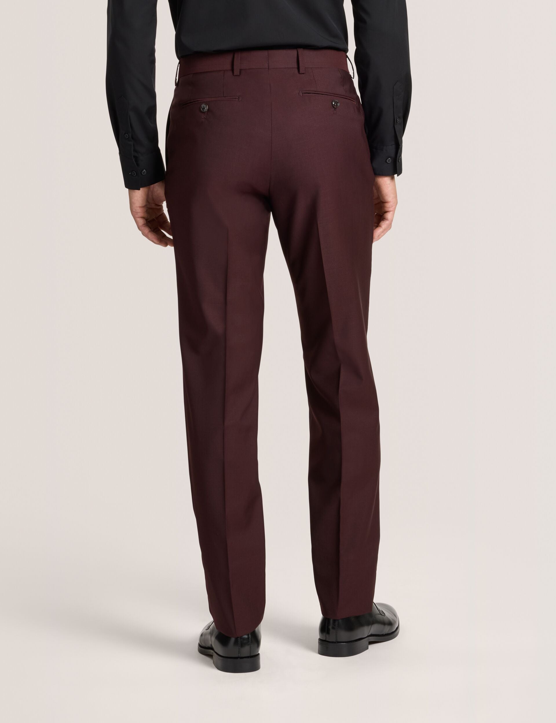 Ted Baker WINTER-TWILL – Flat Front Twill Suit Pant BURGUNDY