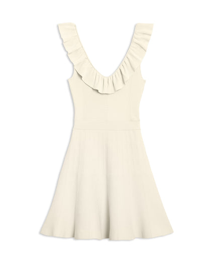 Ted Baker SAYLAA - Ruffle Neckline Mini Dress IVORY
