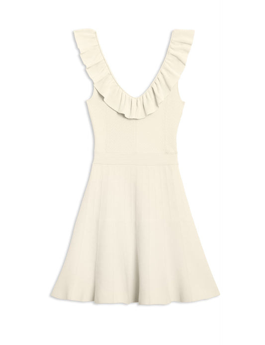 Ted Baker SAYLAA - Ruffle Neckline Mini Dress IVORY