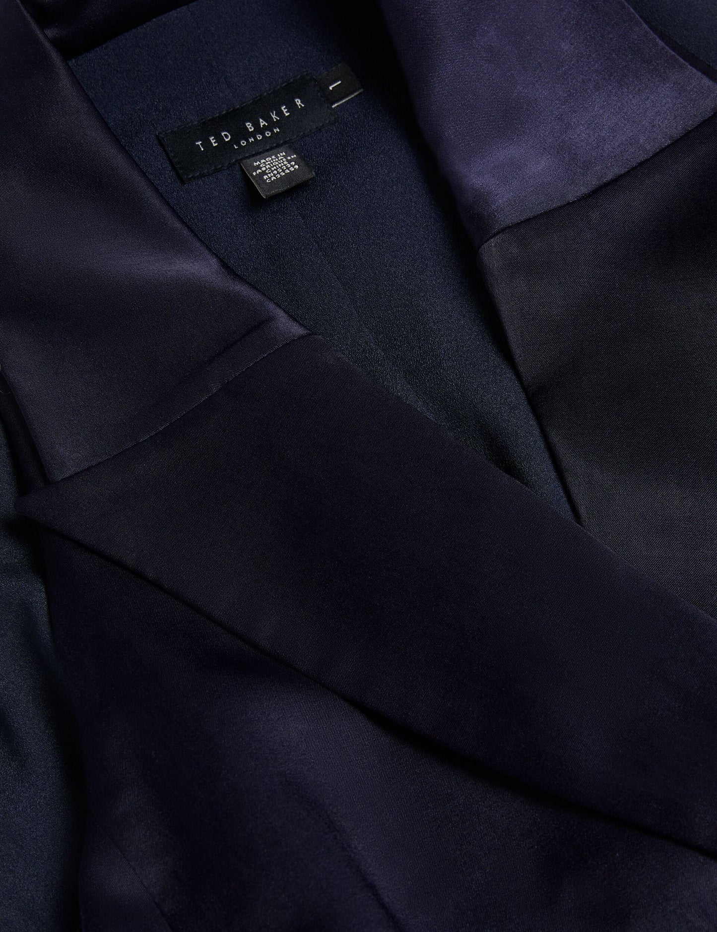 Ted Baker TEERUD - Tailored Satin Midi Dress with Belt NAVY