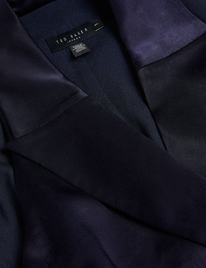 Ted Baker TEERUD - Tailored Satin Midi Dress with Belt NAVY