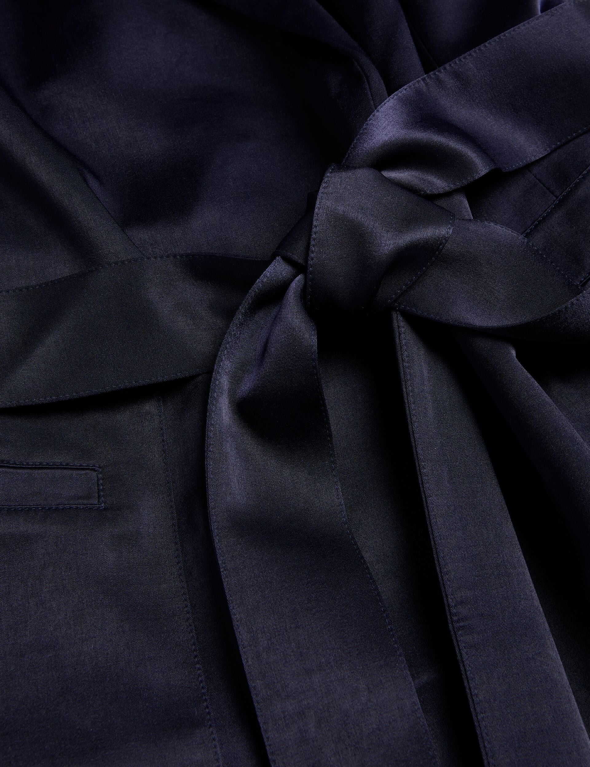 Ted Baker TEERUD - Tailored Satin Midi Dress with Belt NAVY