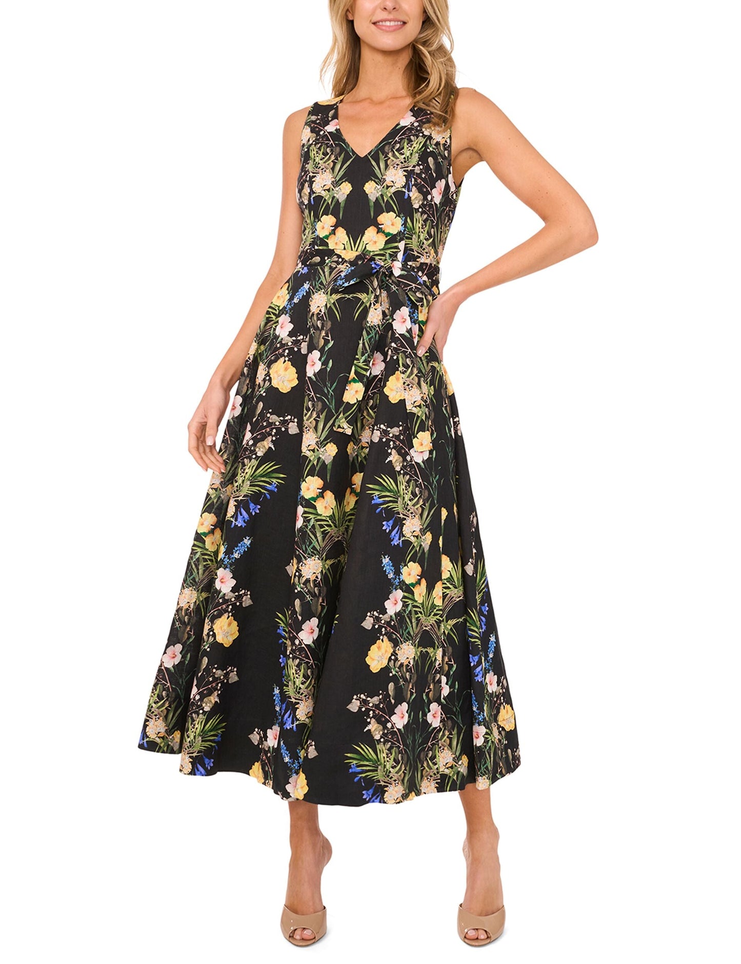 Ted Baker SLEEVELESS V NECK PLEATED MAXI DRESS - Rich Black BLACK