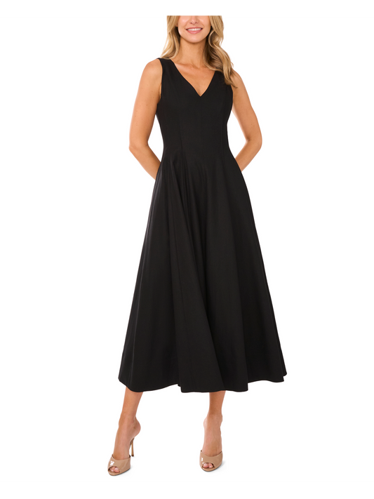 Ted Baker SLEEVELESS V-NECK PLEATED MAXI DRESS - Black BLACK