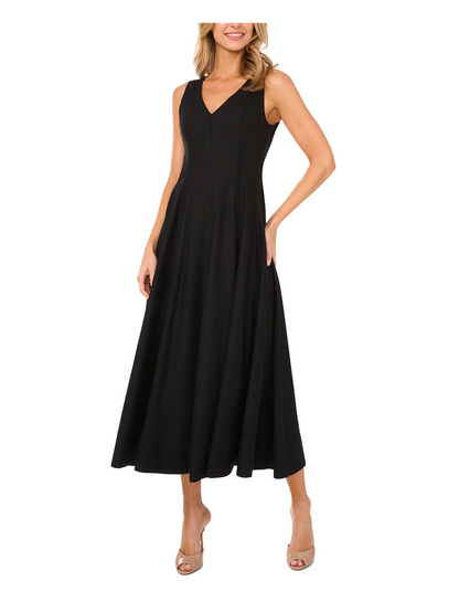 Ted Baker SLEEVELESS V-NECK PLEATED MAXI DRESS - Black BLACK