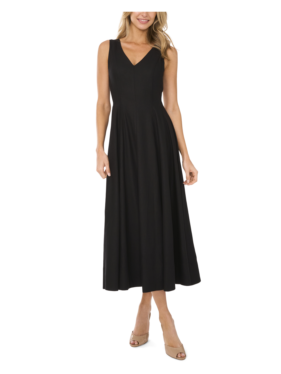 Ted Baker SLEEVELESS V-NECK PLEATED MAXI DRESS - Black BLACK