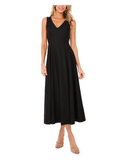 Ted Baker SLEEVELESS V-NECK PLEATED MAXI DRESS - Black BLACK
