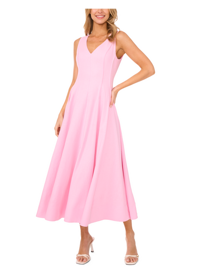 Ted Baker SLEEVELESS V-NECK PLEATED MAXI DRESS - Lt-Pink LIGHT PINK