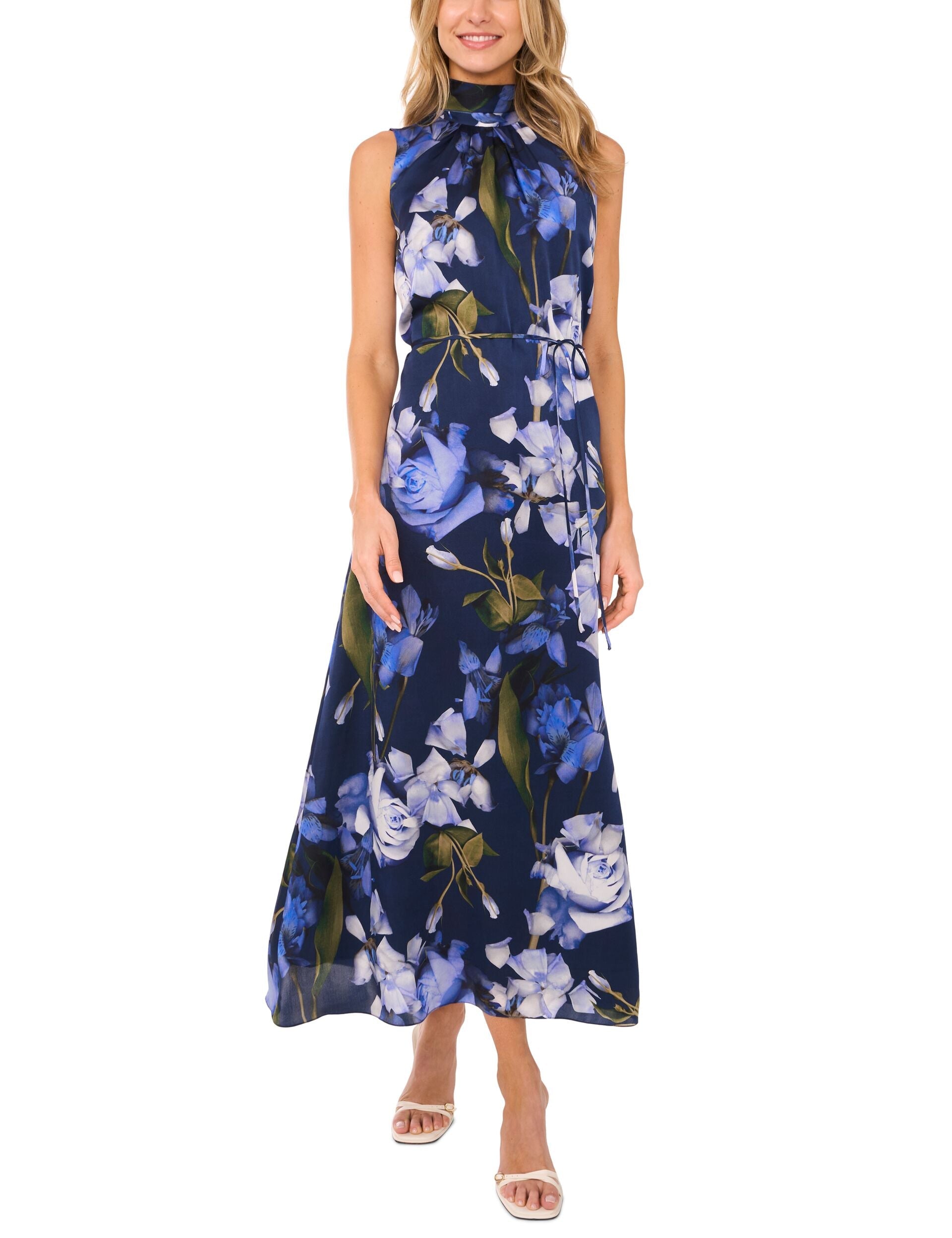 Ted Baker BOW TIE SLEEVELESS MAXI DRESS WITH SELF BELT - Navy NAVY