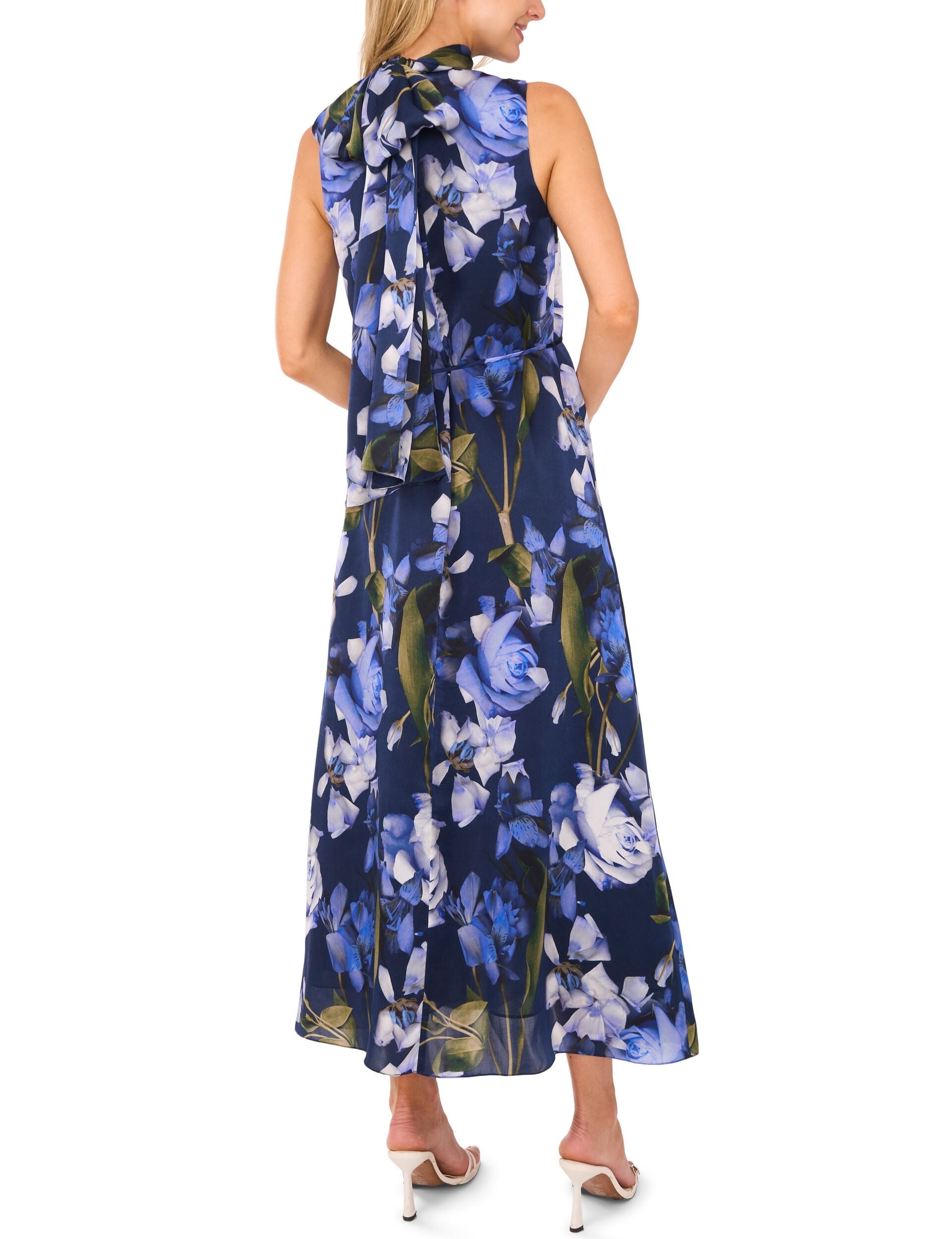 Ted Baker BOW TIE SLEEVELESS MAXI DRESS WITH SELF BELT - Navy NAVY