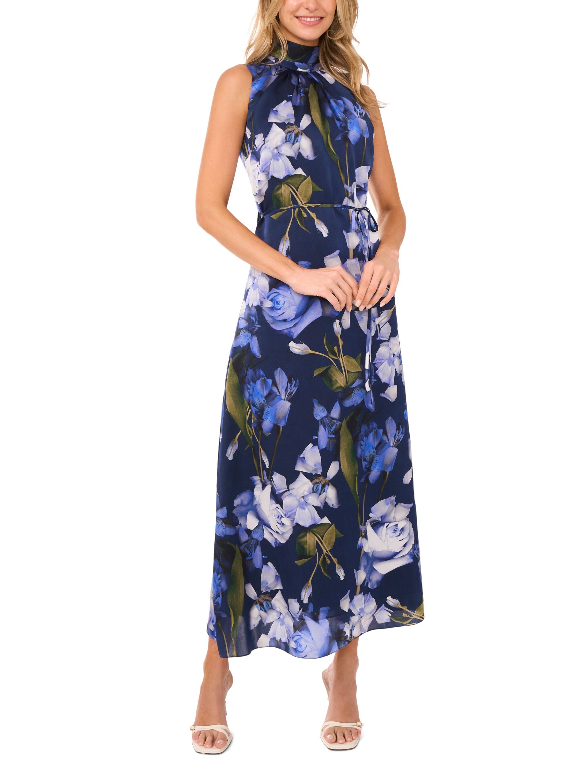 Ted Baker BOW TIE SLEEVELESS MAXI DRESS WITH SELF BELT - Navy NAVY