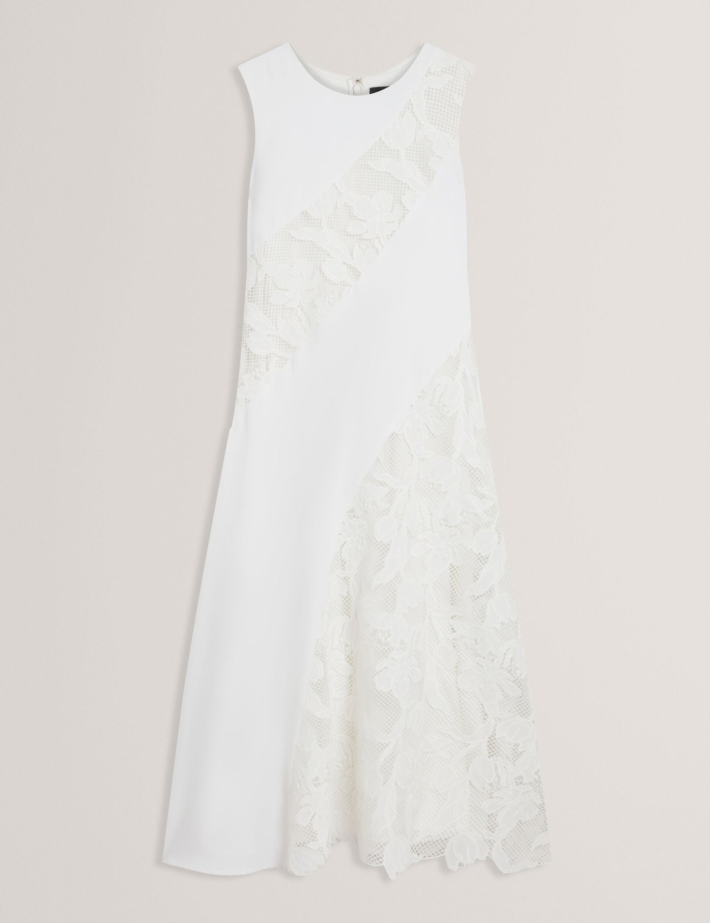 Ted Baker SLEEVELESS LACE APPLIQUE MIDI DRESS - White WHITE