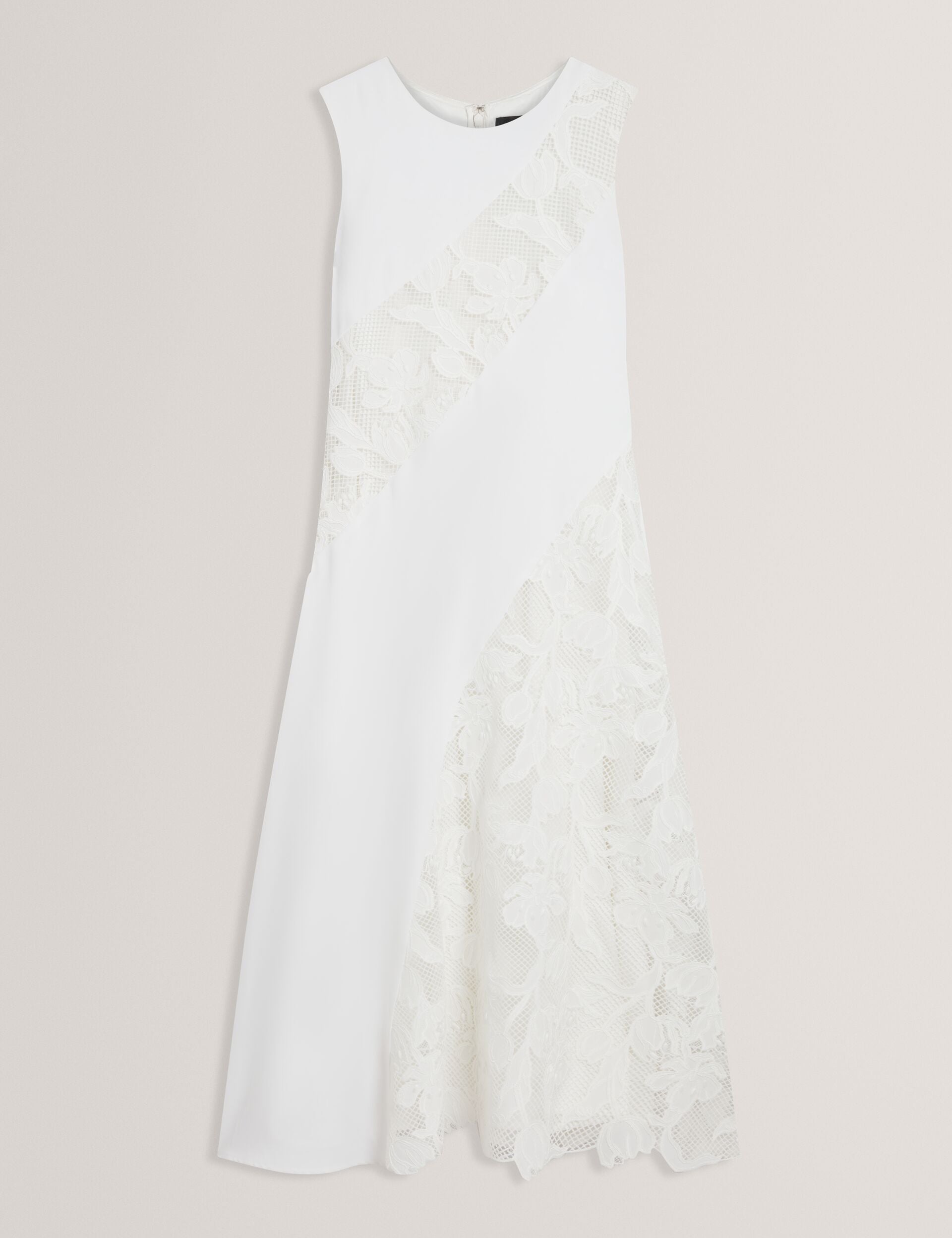 Ted Baker SLEEVELESS LACE APPLIQUE MIDI DRESS - White WHITE