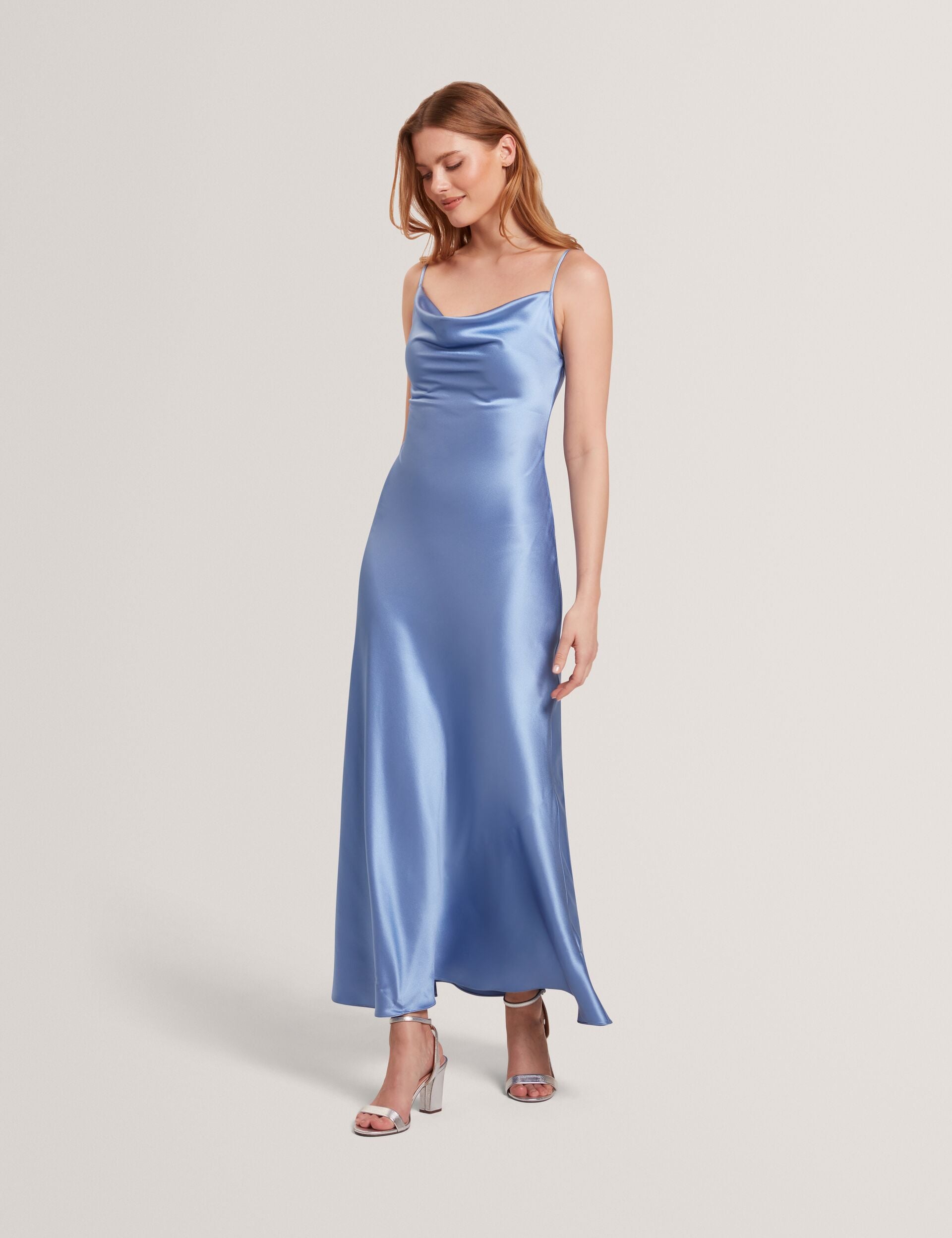 Ted Baker MIDI SILK SLIP DRESS - Mid-Blue MID BLUE