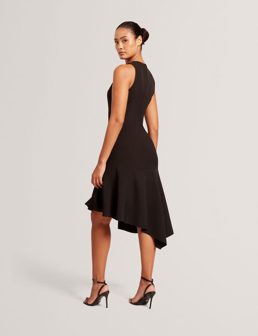 Ted Baker ASYMMETRIC MIDI DRESS - Black BLACK