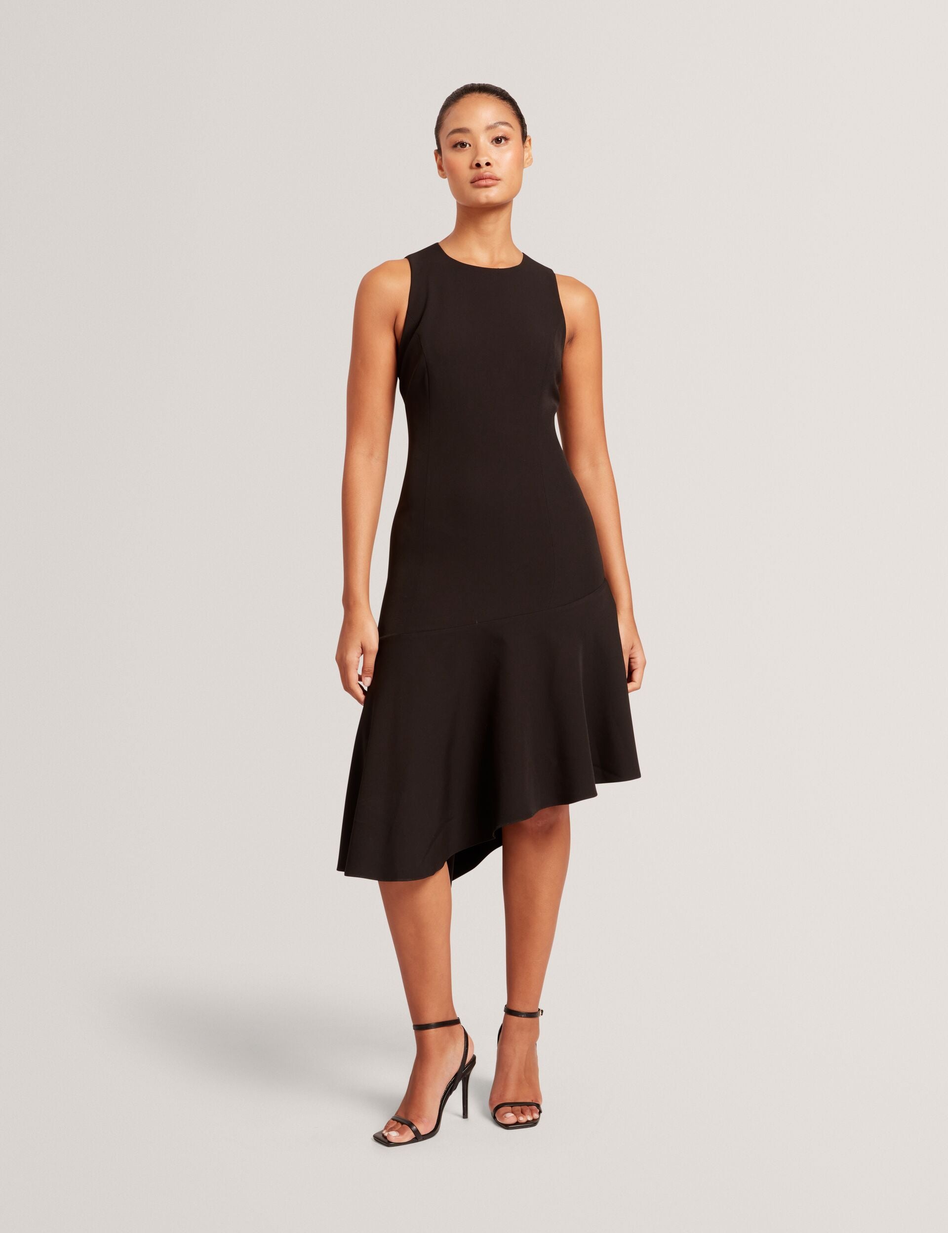 Ted Baker ASYMMETRIC MIDI DRESS - Black BLACK