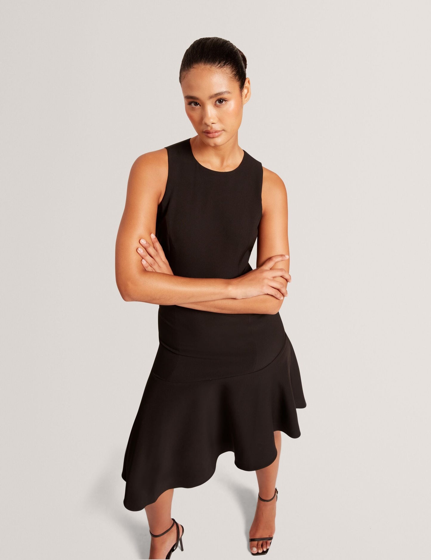 Ted Baker ASYMMETRIC MIDI DRESS - Black BLACK