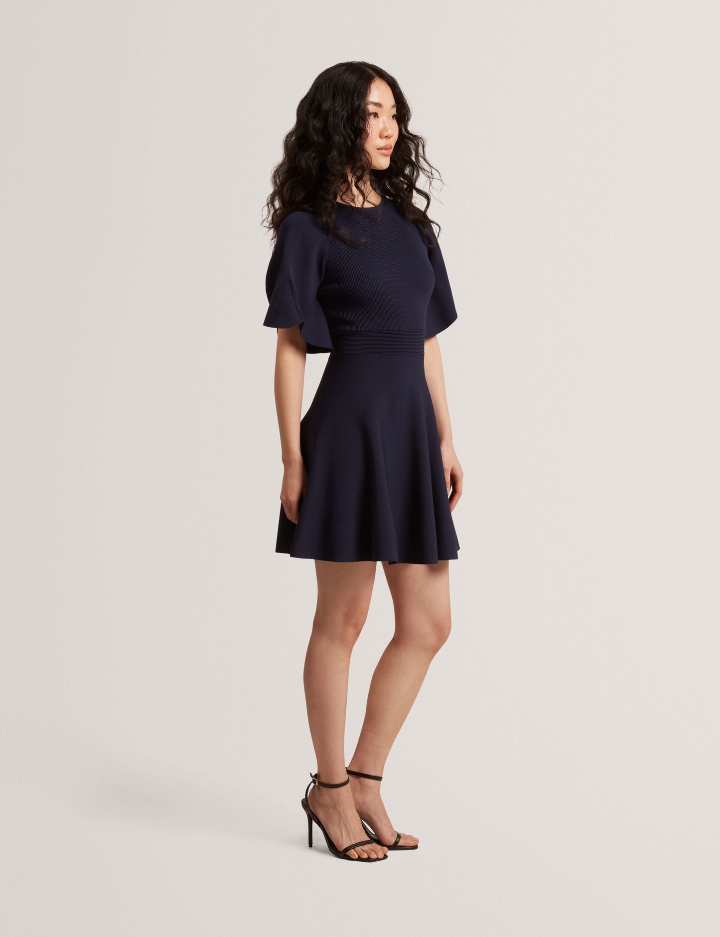 Ted Baker FLARE SHORT SLEEVE CREW NECK MINI DRESS - Navy NAVY