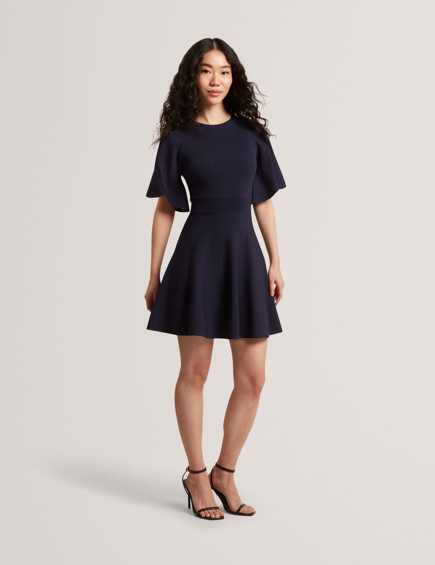 Ted Baker FLARE SHORT SLEEVE CREW NECK MINI DRESS - Navy NAVY