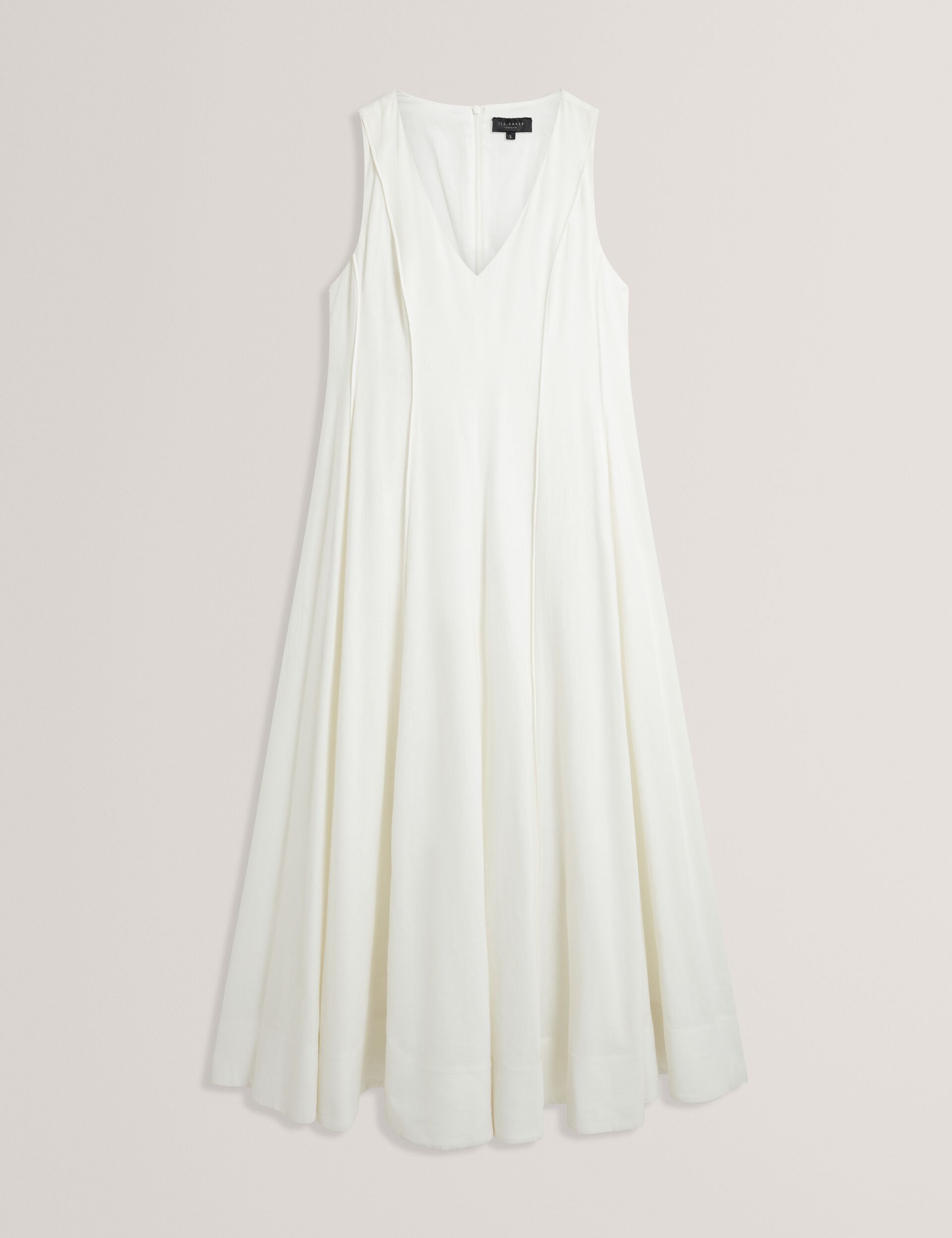 Ted Baker SLEEVELESS V-NECK PLEATED MAXI DRESS - White WHITE