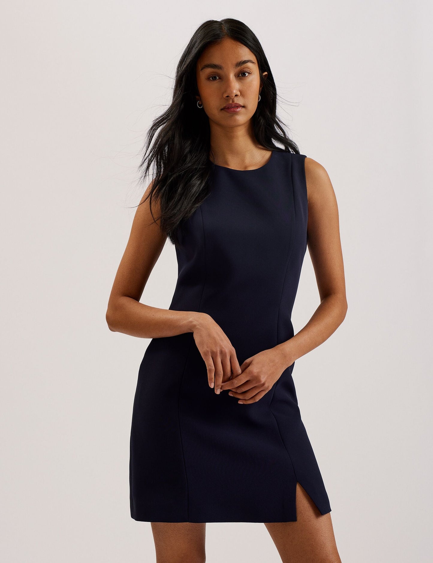 Ted Baker SORRAL - Sleeveless Tailored Mini Dress With Side Split NAVY