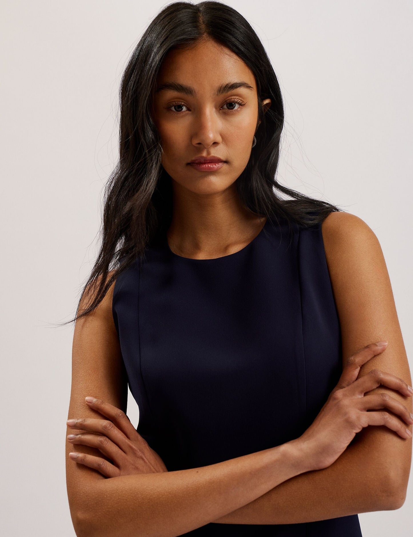 Ted Baker SORRAL - Sleeveless Tailored Mini Dress With Side Split NAVY