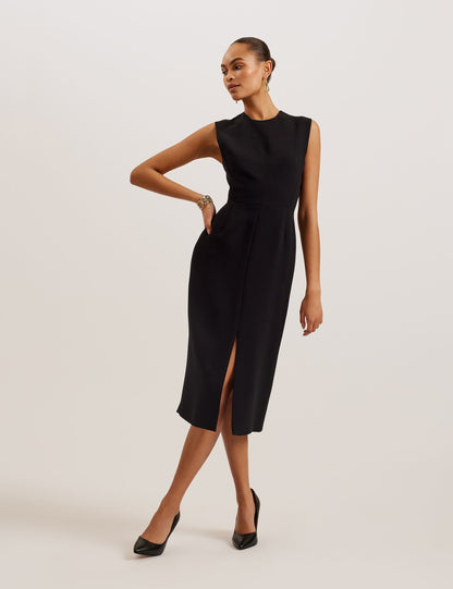 Ted Baker MANABDL - Tailored Sleeveless Midi Dress With Front Split BLACK