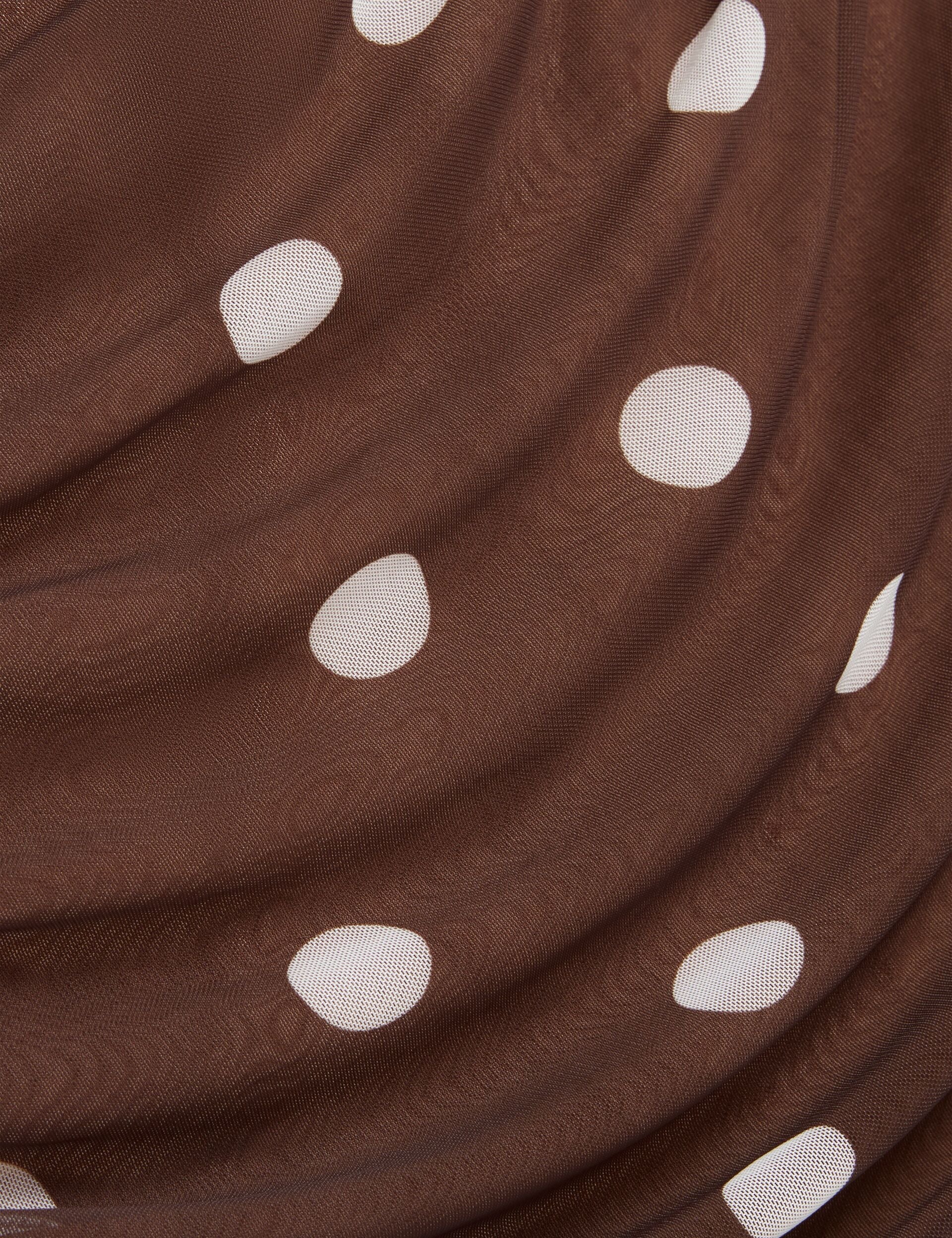 Ted Baker TILDAHH - Off-Shoulder Polka Dot Mesh Mini Dress DARK BROWN