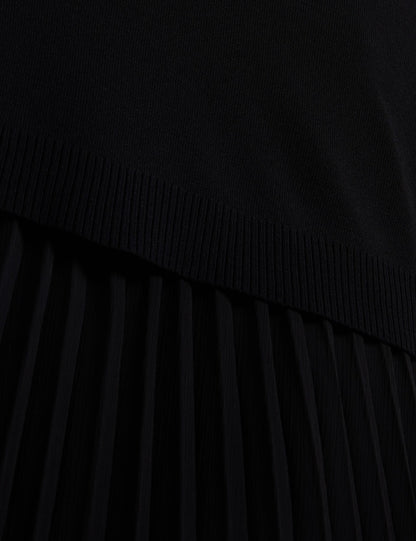 Ted Baker LARNAHH - Pleated Midi Dress With Removable Knit Tank BLACK