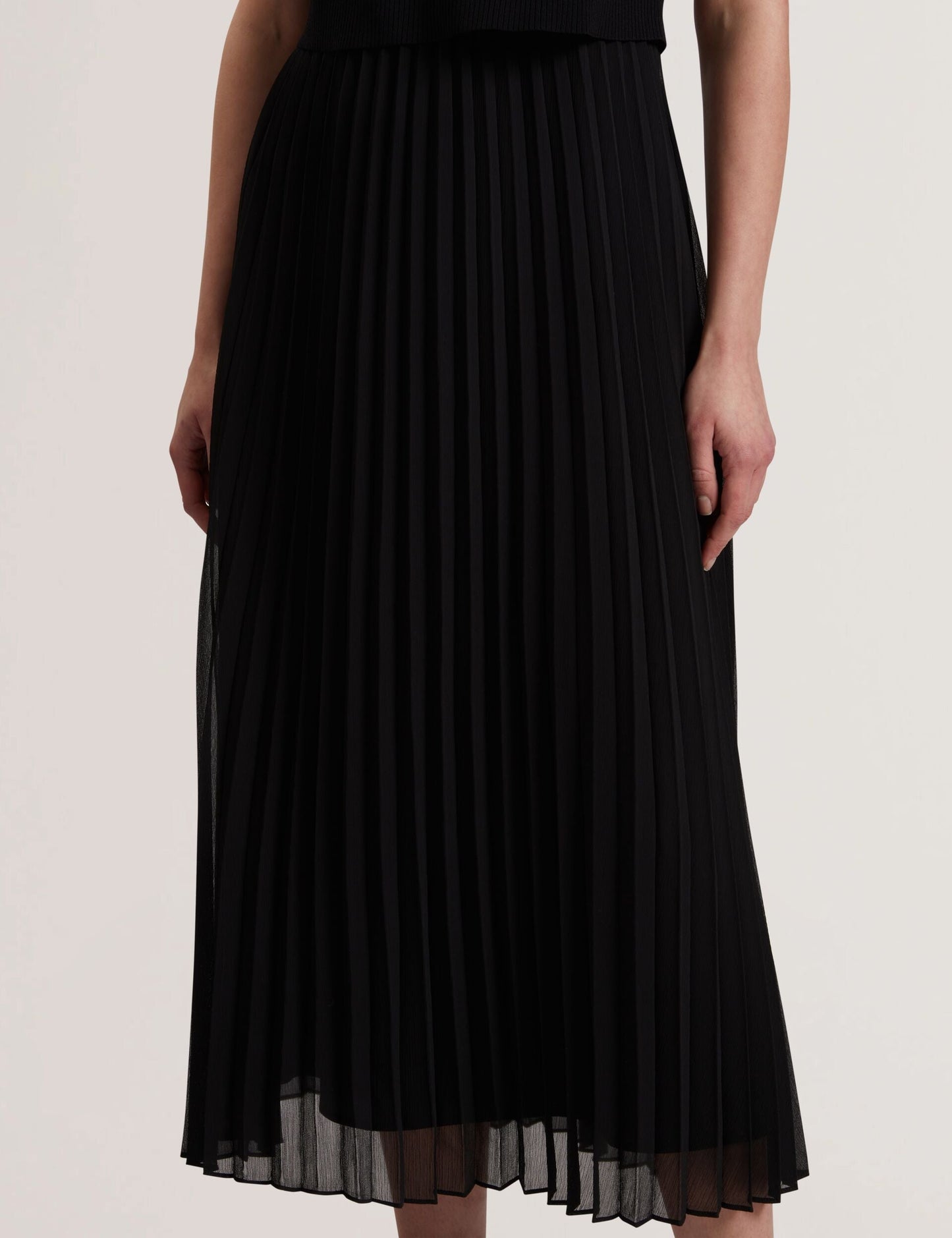 Ted Baker LARNAHH - Pleated Midi Dress With Removable Knit Tank BLACK