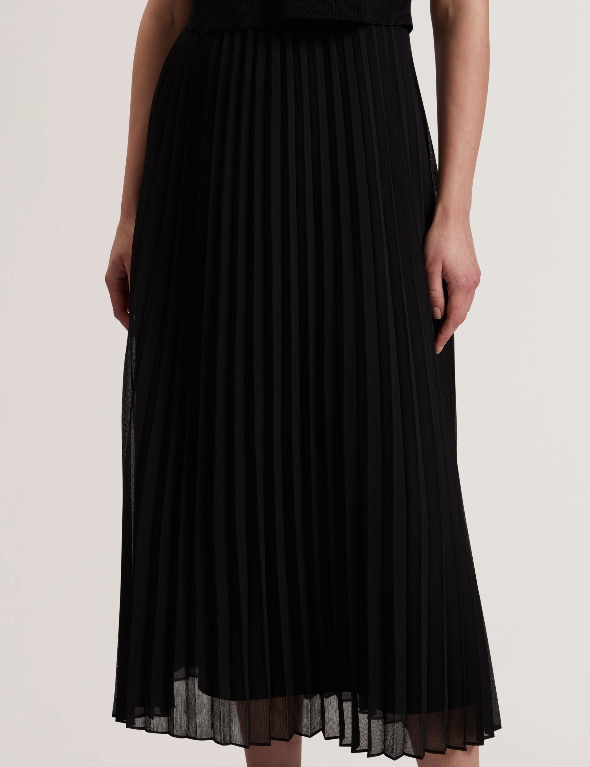 Ted Baker LARNAHH - Pleated Midi Dress With Removable Knit Tank BLACK